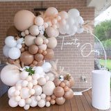 Triogift Brown Apricot WhiteBalloon Arch Kit Wedding Birthday Party Decor Kids Baby Shower Latex Ballon Chain Wedding Party Supplies