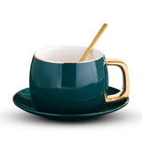 Triogift  -  Ceramic Coffee Tea Cups and Mugs Travel Coffee Cup Saucer Set Porcelain Teacup with The Spoon Drinking