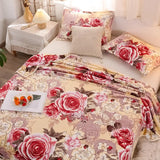 Triogift Plaid for Beds Flower Printed Coral Fleece Blanket on the Bed Soft Warm Flannel Bedspread on Bed Queen/King Blanket for Winter