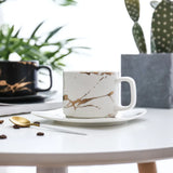 Triogift  -  Marble Coffee Cup, Black and White Cup and Saucer Cup. High Quality Coffee Cup, Coffee Set, Coffee Saucer Cup