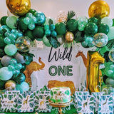 Triogift 40pcs Green Balloons Set Chrome Metallic Confetti Ballon Jungle Safari Animal Birthday Party Decoration Wedding Balloon Garland