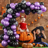 Triogift 40/20pcs Purple Black Halloween Balloons Birthday Party wedding Decoration baby shower Latex  metallic globos