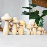 Triogift Wooden Mushroom Decor Figurines