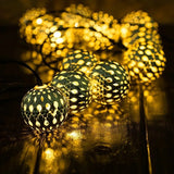 Triogift  10/20/50 Leds Moroccan Hollow Metal Ball LED String Lights Battery Powered for Wedding Holiday Garland Indoor Outdoor Decor