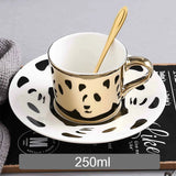 Triogift  -  New Dynamic Mirror Reflection Cup Mug 250~300ml Home Drinkware Creative Ceramic Anamorphic Cup Coffee Tea Set Interesting Gift