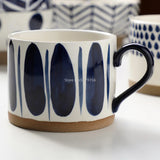 Triogift  -  Hand-painted Ceramic Coffee Cups Beer Tea Mug Mug Nordic Wind Mug Large Breakfast Blue Milk Coffee Cup Glass Drinkware