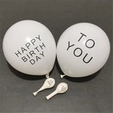 Triogift 10pcs 10inch Happy Birthday To You Letter Latex Balloons Set White Air Helium Balloon Kids 1st Birthday Party Decoration Globos