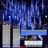 Triogift  30cm /50cm Waterproof Meteor Shower Rain 8 Tube LED String Lights For Outdoor Holiday Christmas Decoration Tree EU/US/AU/UK Plug