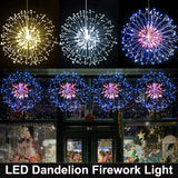 Triogift  198LEDs RC Dandelion Firework LED Copper Wire Strip String Lights Waterproof Fairy Lights Christmas Light For Wedding Decor D30