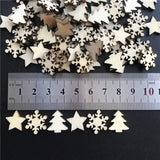 Triogift 50pcs Wooden Christmas Tree Snowflakes Stars DIY Christmas Hanging Ornaments Pendant Table Confetti Christmas Home Decorations