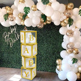 Triogift Gold Customize Letter Name Transparent Balloon Box Baby Shower Box 1st Birthday Party Decorations Kids Wedding Baby Shower Decor