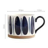 Triogift  -  Hand-painted Ceramic Coffee Cups Beer Tea Mug Mug Nordic Wind Mug Large Breakfast Blue Milk Coffee Cup Glass Drinkware