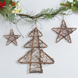 Triogift Natural Rattan Vine Stars Treetop Decoration Rattan Christmas Tree Ornament Xmas Floral Wreath Hoop Holder Base Christmas Decor