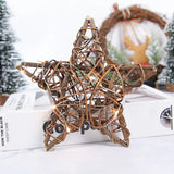 Triogift Natural Rattan Vine Stars Treetop Decoration Rattan Christmas Tree Ornament Xmas Floral Wreath Hoop Holder Base Christmas Decor