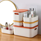 Triogift Desk Sundries Storage Box with Lid Wardrobe Clothes Drawer Plastic Storage Basket Container Organizer for Cosmetics Small Things