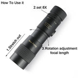 Triogift Maifeng 8-40x40 Monocular Telescope Compact Retractable Zoom Waterproof Bak4 Professional HD ED Glass With Tripod Phone Clip