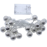 Triogift  10/20/50 Leds Moroccan Hollow Metal Ball LED String Lights Battery Powered for Wedding Holiday Garland Indoor Outdoor Decor