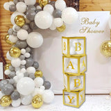 Triogift Gold Customize Letter Name Transparent Balloon Box Baby Shower Box 1st Birthday Party Decorations Kids Wedding Baby Shower Decor