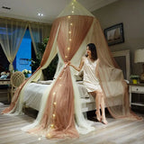 Triogift Household Breathable Hanging Dome Mosquito Net Romantic Canopy Bed Valance Fringe Lace Tent Dream Room Decoration Mosquito Net