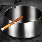 Triogift  Creative Stainless Steel Ashtray Windproof Ashtray For Home Restaurant Cigarette Smoke Tray Kitchen Smoking Accessories