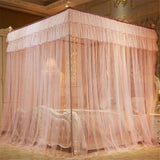 Triogift Four-Cornered Mosquito Net Pink Bed Canopy Princess Queen Mosquito Bedding Net Bed Tent Floor-Length Curtain 2mx2mx1.5m No Stand