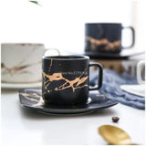 Triogift  -  Marble Coffee Cup, Black and White Cup and Saucer Cup. High Quality Coffee Cup, Coffee Set, Coffee Saucer Cup