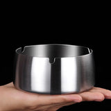 Triogift  Creative Stainless Steel Ashtray Windproof Ashtray For Home Restaurant Cigarette Smoke Tray Kitchen Smoking Accessories