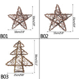 Triogift Natural Rattan Vine Stars Treetop Decoration Rattan Christmas Tree Ornament Xmas Floral Wreath Hoop Holder Base Christmas Decor