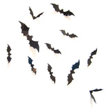 Triogift 12/24/48pcs Halloween Decoration 3D Black Bat Halloween Party DIY Bar Room Decor Party Scary Props Wall Sticker