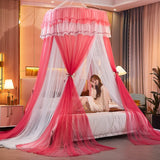 Triogift Bed Canopy Double Colors Hung Mosquito Net Princess Bed Tent Curtain Foldable Canopy On The Bed Elegant Fairy Lace Dossels