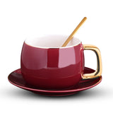 Triogift  -  Ceramic Coffee Tea Cups and Mugs Travel Coffee Cup Saucer Set Porcelain Teacup with The Spoon Drinking