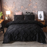 Triogift Black White Duvet Cove Sets Luxury Bedding Set Nordic Quilt Cover Pinch Pleat Brief Bedding Set Queen King 3 pcs with Pillowcase