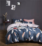 Triogift 29Color 4/6Pcs Luxury Egyptian Cotton Bedding Set Queen King size Bright Flamingo Leaf Duvet Cover Bed sheet set Fitted sheet