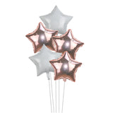 Triogift 5Pcs 18inch Gold Silver Foil Star Balloon Wedding Balloons Decoration Baby Shower Children's Kids Birthday Party Balloons Globos