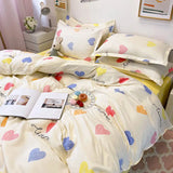 Triogift Ins Princess Pink Heart Duvet Cover Home Textile Pillow Case Bed Sheet Kids Girls Bedding Covers Set King Queen Twin Cute Kawaii