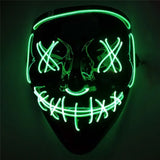 Triogift  Halloween LED Mask Purge Masks Election Mascara Costume DJ Party Light Up Masks Glow In Dark 10 Colors To Choose