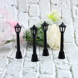 Triogift 4pcs Street Post Lights Model Railway Train Lamp Post Lights Miniature Village Pathway Lantern Post for DIY Dollhouse