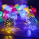 Triogift  10/20/50 Leds Moroccan Hollow Metal Ball LED String Lights Battery Powered for Wedding Holiday Garland Indoor Outdoor Decor