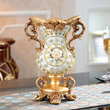 Triogift Luxury European Resin Vase Stereoscopic Dried Fowers Arrangement Wobble Plate Living Room Entrance Ornaments Home Decorations