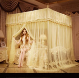 Triogift Luxury Princess Canopy Bed Curtains 3 Side Openings HomeBed Curtain Netting Mosquito Net Bedding No Bracket