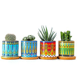 Triogift Cottagecore Colorful Pattern Flower Pot