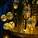 Triogift  10/20/50 Leds Moroccan Hollow Metal Ball LED String Lights Battery Powered for Wedding Holiday Garland Indoor Outdoor Decor