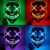 Triogift  Halloween LED Mask Purge Masks Election Mascara Costume DJ Party Light Up Masks Glow In Dark 10 Colors To Choose