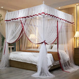 Triogift Princess Canopy Bed Curtains 4 Corner 3 Side Openings Post Bed Curtain Canopy Netting Mosquito Net Bedding No Bracket