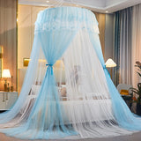 Triogift Bed Canopy Double Colors Hung Mosquito Net Princess Bed Tent Curtain Foldable Canopy On The Bed Elegant Fairy Lace Dossels