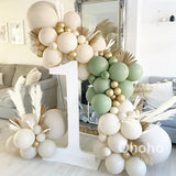 Triogift White Sand Beige Balloon Garland Kit Organic Green Balloons Arch Set Bridal Shower Baby 1st Birthday Decoration Wedding