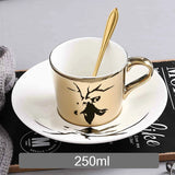 Triogift  -  New Dynamic Mirror Reflection Cup Mug 250~300ml Home Drinkware Creative Ceramic Anamorphic Cup Coffee Tea Set Interesting Gift