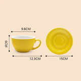 Triogift  -  200ml European Macaron Wide Mouth Cappuccino Coffee Cup with Saucer Set Creative Minimalist Colored Glaze Espresso Milk Mug