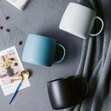 Triogift  -  Simple Ceramic Mug Porcelain Matte Coffee Mug Creative Matte Pure Color Coffe Cugs Breakfast Milk Cup Coffee Set