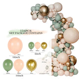 Triogift 134pcs Macaron Orange Balloon Garland Arch Kit Chrome Rose Gold Ballon with 4D Globos Wedding Birthday Party Decor Baby Shower